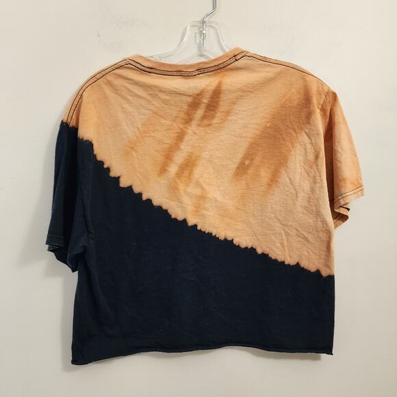 AC/DC bleach dip dyed look cropped short sleeve graphic shirt woman's size Med - Picture 3 of 6